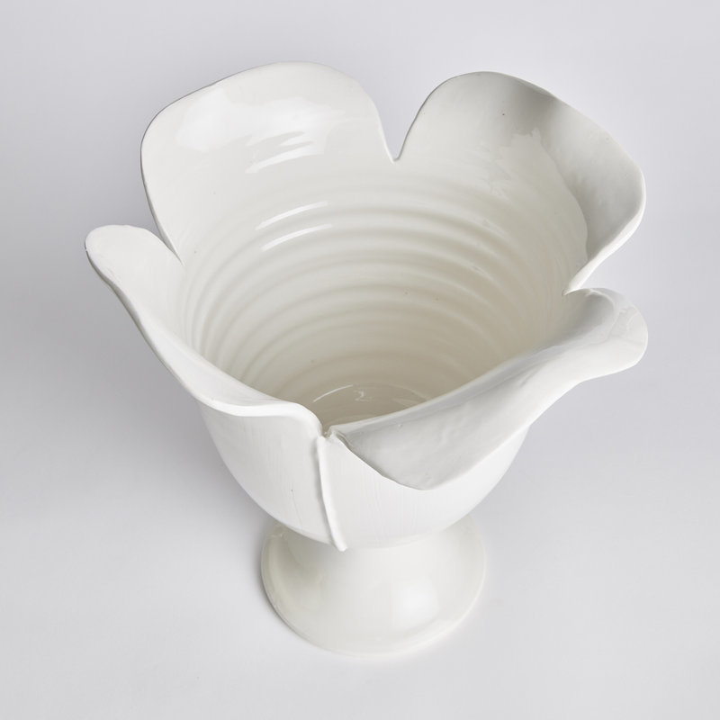 Rachana Handmade Ceramic Table Vase, 13.25" H x 11.75" W x 11.5" D, White