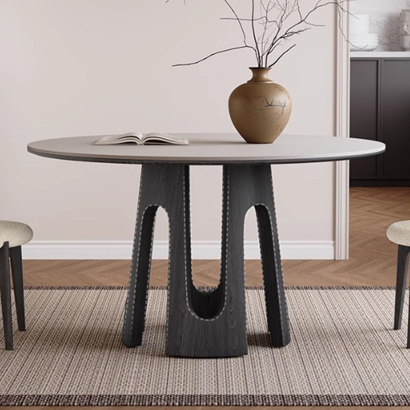 Table de salle à manger ronde en pierre frittée blanche, H 29,53 po x L 53,15 po x l 53,15 po