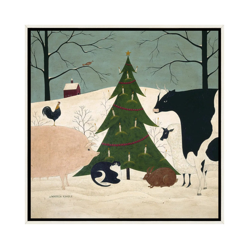 Invité de Noël - reproduction d'art murale - toile encadrée, H 37 po x l 37 po, Impression encadrée sans passe-partout