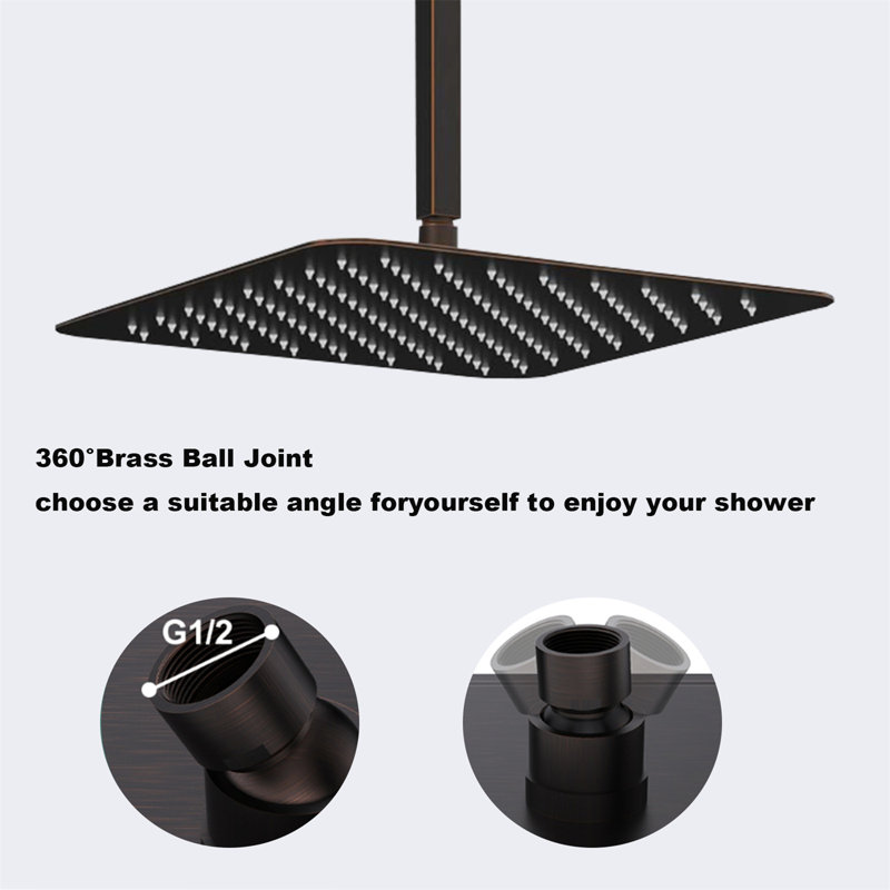 16-Inch Rainfall Shower Head - 304 Stainless Steel High-Pressure Ultra-Thin Water-Saving Shower Panel, Oil Rubbed Bronze