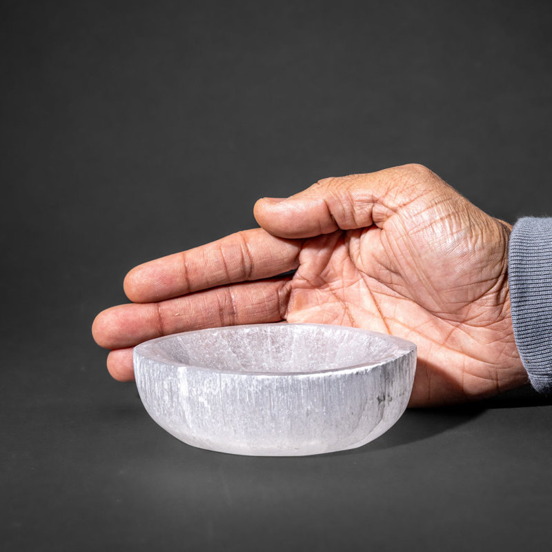Genuine Polished Selenite Oval Bowl (378.2 Grams)