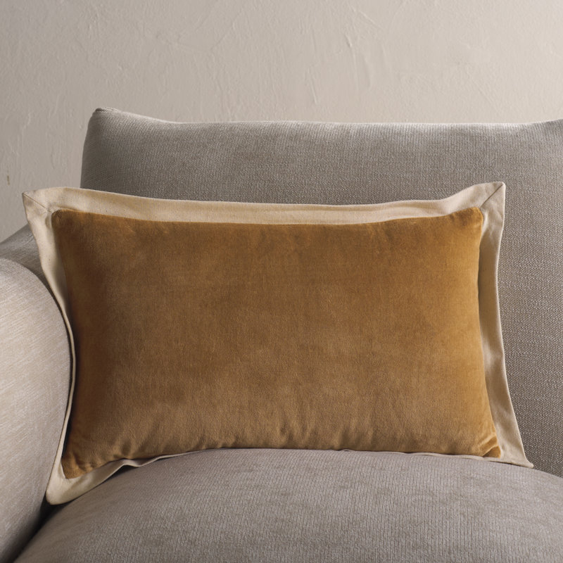 Coussin en coton Jordy, H 12 po x l 20 po, Chameau, Rectangulaire