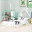 Lit plateforme simple en bois de pin avec tête de lit en forme de maison - aucun sommier nécessaire, blanc pour la chambre à coucher-788917701