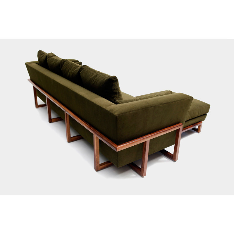 LRG Velvet Sofa, Walnut, No Trays, Metal Natural