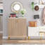 Armoire à chaussures 31,5 po en bois naturel et blanc avec portes