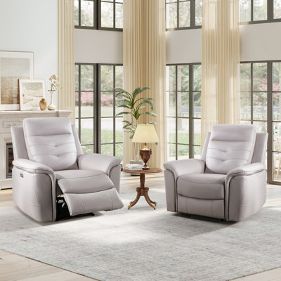 Fauteuil inclinable en simili cuir de qualité supérieure avec moteur simple et USB (ensemble de 2) Jong