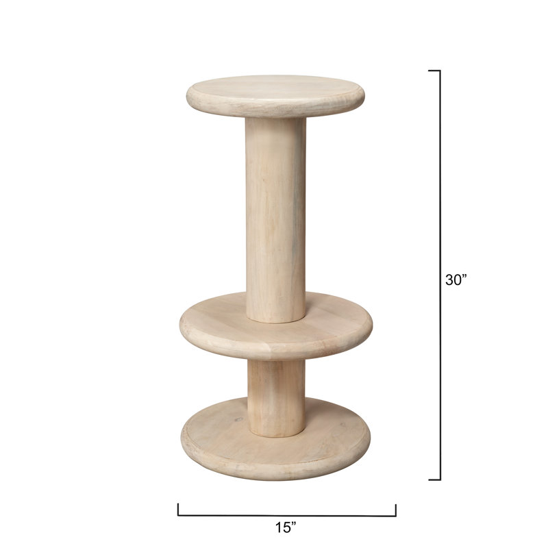 Rye Mango Wood Barstool, Off-White, White Bleach, Bar Stool (30" Seat Height)