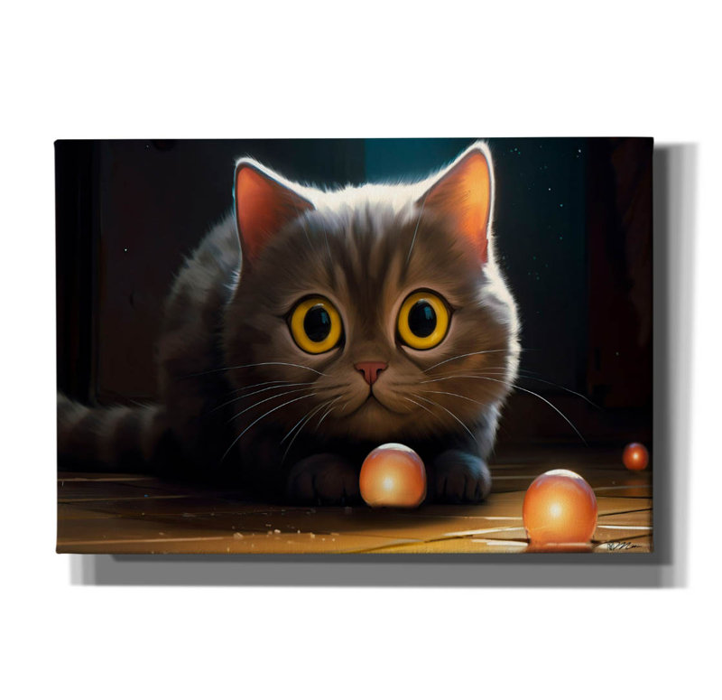 Toile épique «Grey Cat» par Momart, graffiti épique, 40 po x 26 po, H 18 po x l 26 po x P 0,75 po