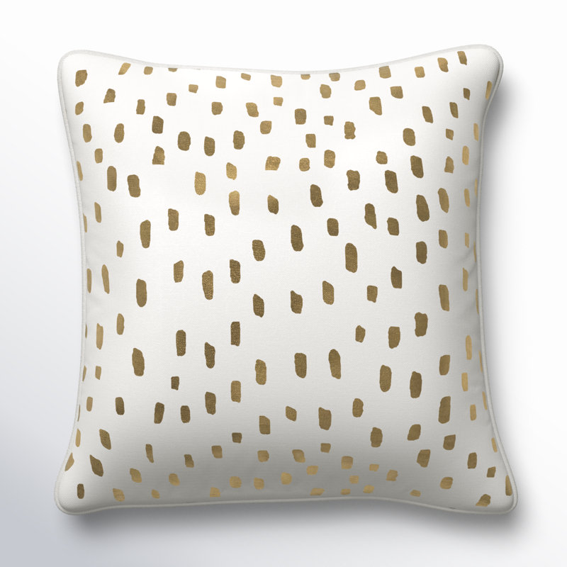 Manylath Square Cotton Pillow Cover & Insert, White/Metallic Gold, Polyester/Polyfill, Yes