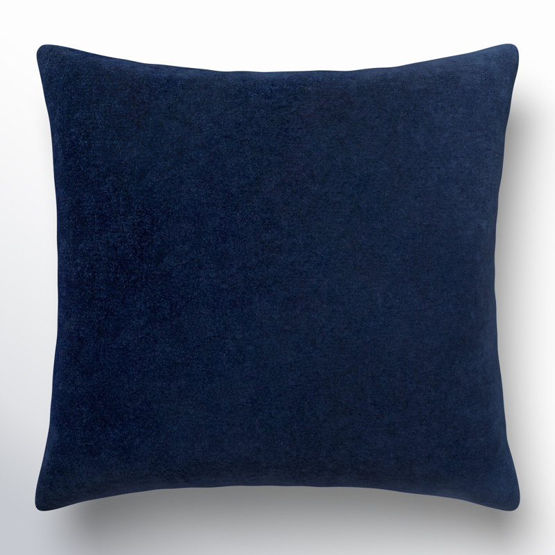 Coussin en coton Denny, Marine, Polyester/ bourre en polyester, Square 18"