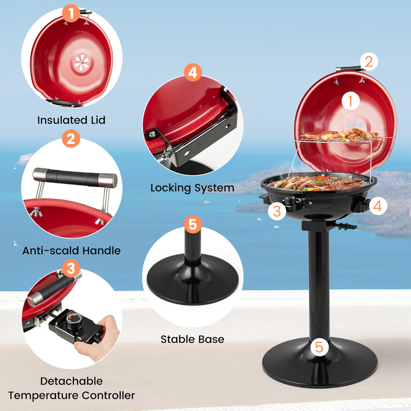 thumbnail image 2 of Costway Electric BBQ Grill With Removable Non-Stick Grilling Rack-Black 2 of 9