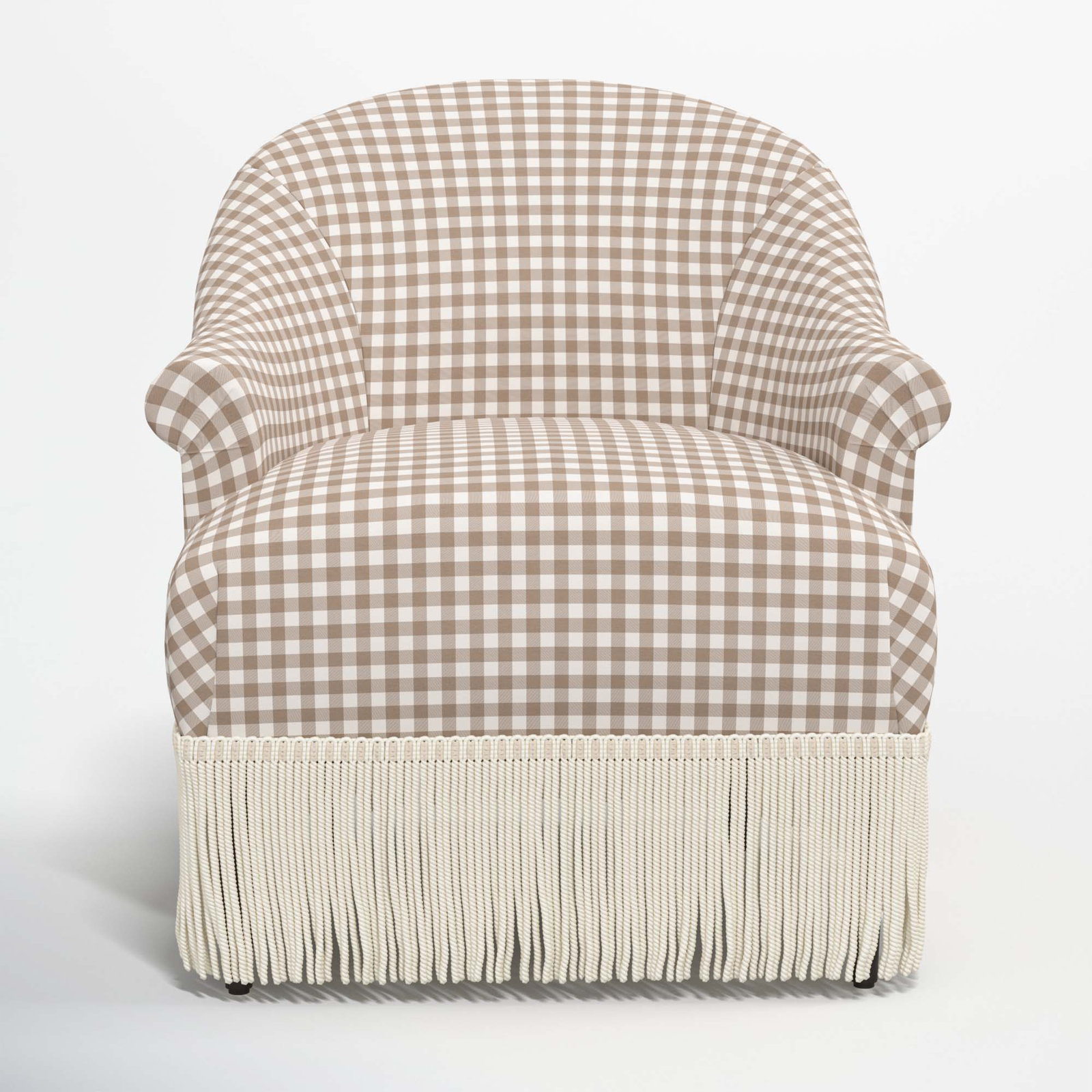 Callie Barrel Chair, Classic Gingham Tan, Ivory