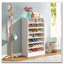 25.59" Width White Shoe Rack, 8-Tier Tall Shoe Shelf, Wooden Shoe Storage Cabinet