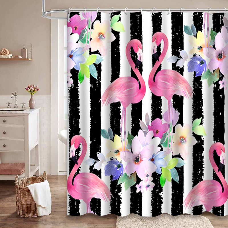 Aquarelle de flamant rose sans soudure avec 12 crochets, L 72 po x l 84 po