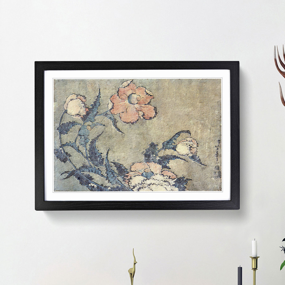 Poppies in the Wind by Katsushika Hokusai - Picture Frame Painting Print