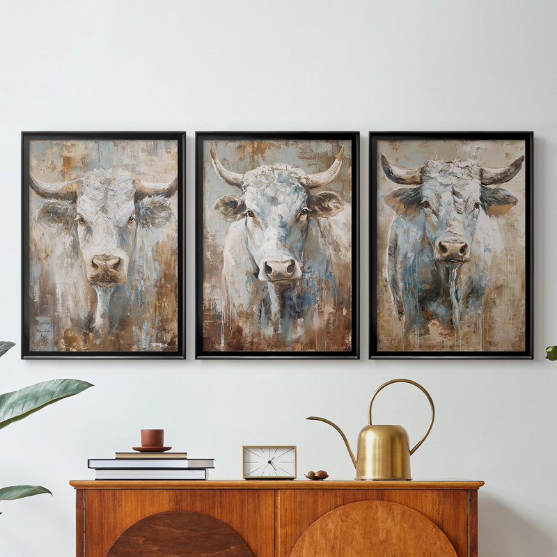 ANIMALS Series CXL - Toile tendue avec châssis sur mesure - 3 pièces, Noir, H 21 po x l 30 po