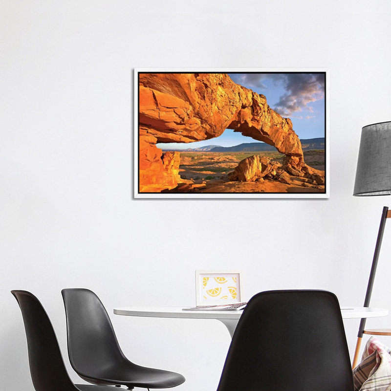 Sunset Arch, Escalante National Monument, Utah I 1 Piece Wall Art on Canvas, 101.6 cm H x 66.04 cm W, White Framed
