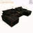 130"  U-Shaped Sofa With Console,Cupholders,6-Seat Upholstered Primary Living Space Furniture,Sleeper Couch Set With Chaise For Living Room,Apartment, (BLACK)-805684804