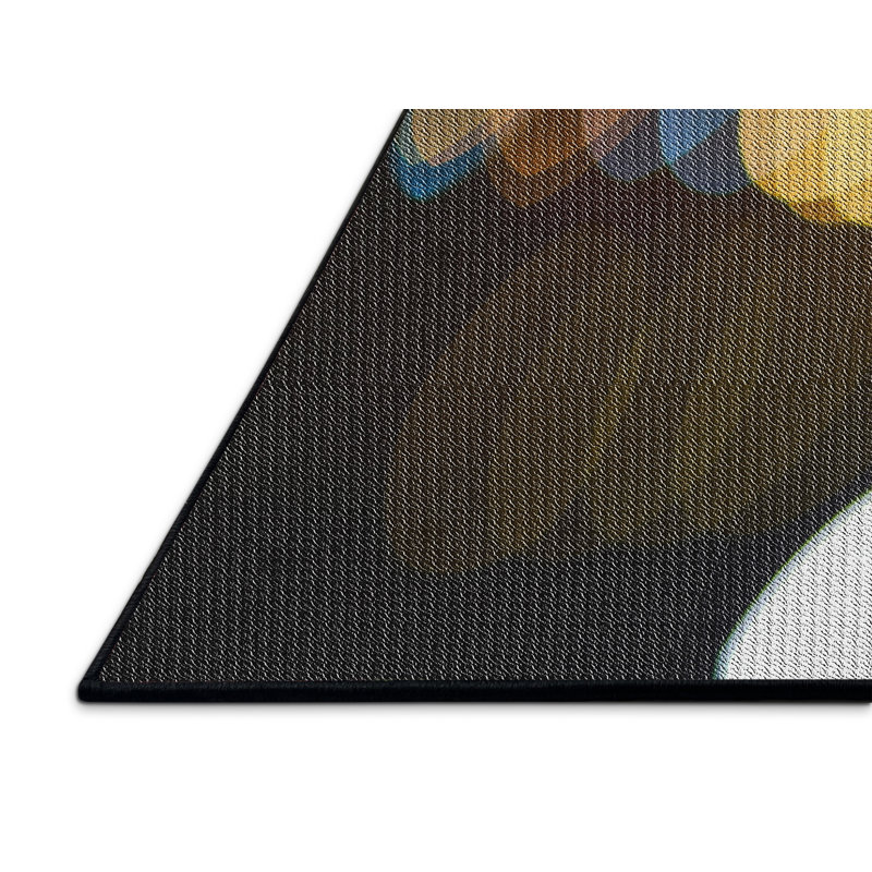 Tapis noir / jaune à motif abstrait Yaovi, Rectangle 5 pi x 7 pi