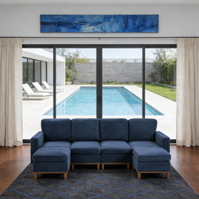 Charming Sectional Sofa With Ottoman Enhances Comfort  For Morning Coffee & Book Reading