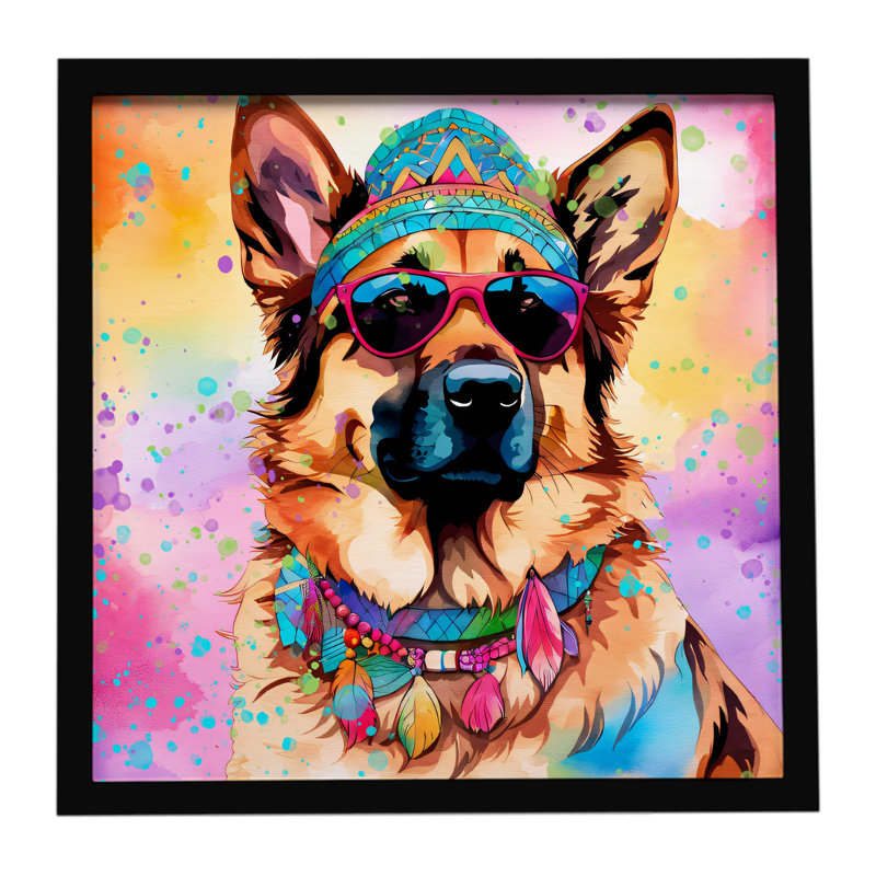 Impression sur toile encadrée, berger allemand Hippie Dawg