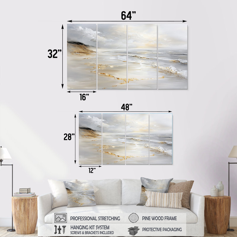 Aviannah - art mural plage - ensemble d'art mural nautique, H 28 po x l 48 po, 4