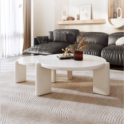 Luise Round Coffee Table Set, Overlapping Design
