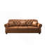 Canapé rembourré en similicuir avec garniture cloutée et accoudoirs roulés, canapé Chesterfield moderne de style Mid-Century avec capitonnage à boutons, comprend 6 coussins, brun