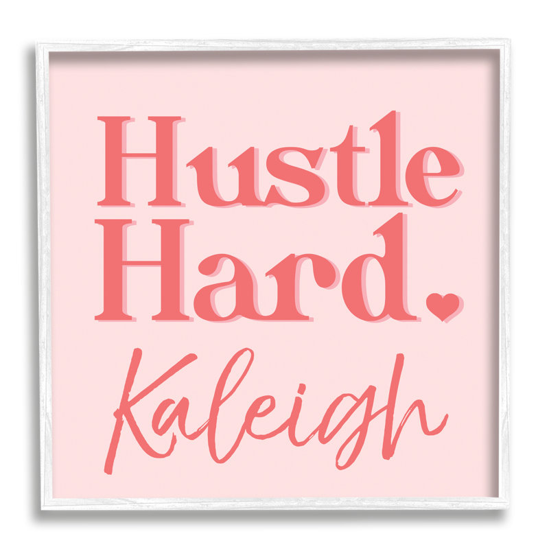 «Pink Hustle Hard cmw-077», art mural personnalisé, Giclée encadrée blanc bord de mer, H 17 po x l 17 po, Oui