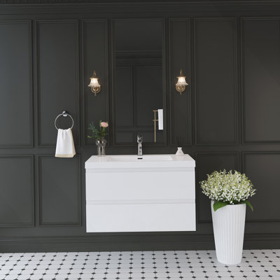 Meuble-lavabo flottant 36 po avec lavabo, rangement mural moderne 36 po