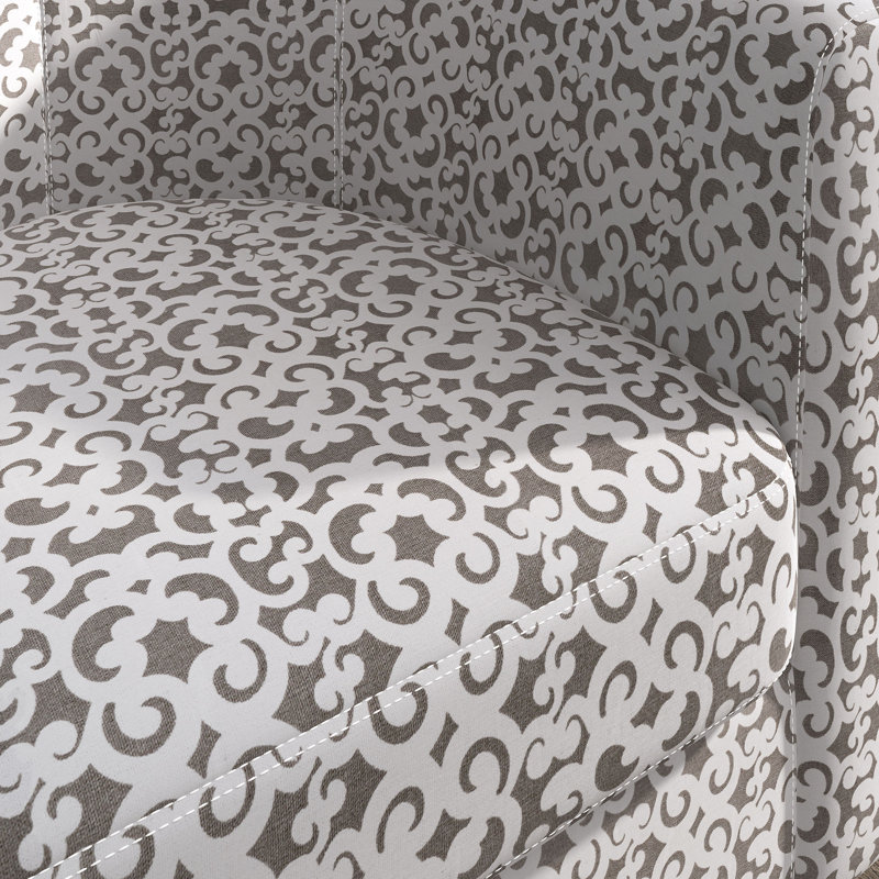 Fauteuil demi-tonneau de 26,77 po Munson, Lin blanc / brun