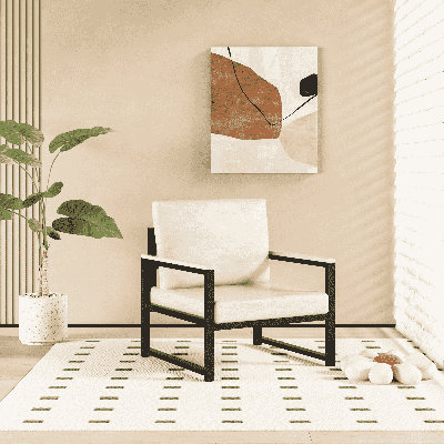 Mid Century Modern Accent Chair With Wood Frame, PU Leather Reading Armchair, Reading Leisure Dining Seating & Booth For Living Room Bedroom Waiting R