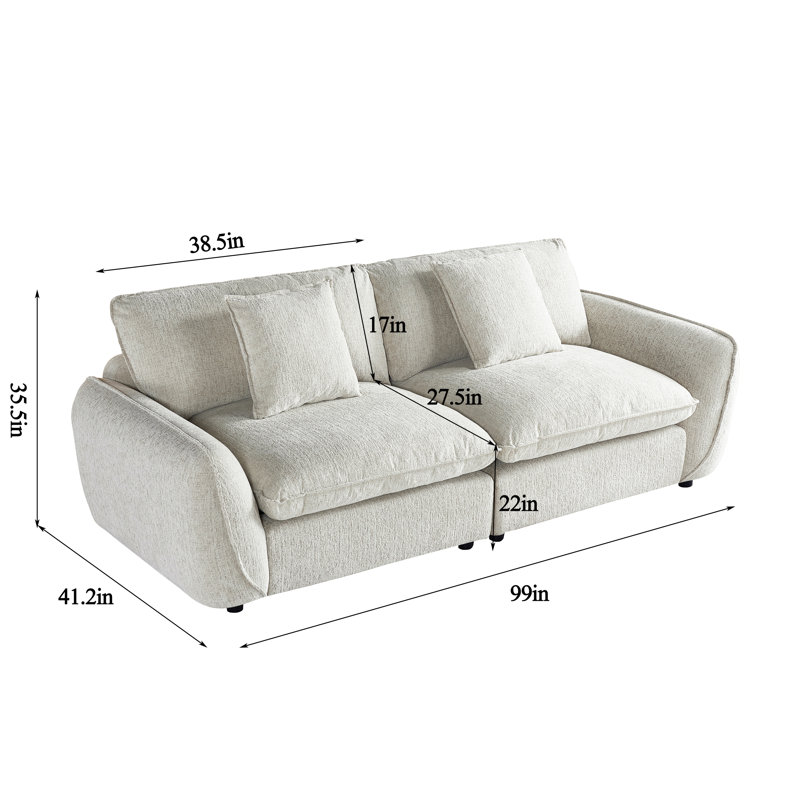 2-Seater Modular Sofa, Light Gray