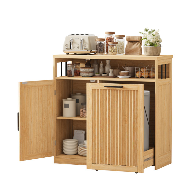 MDF Pull Out Trash Can, Chêne naturel