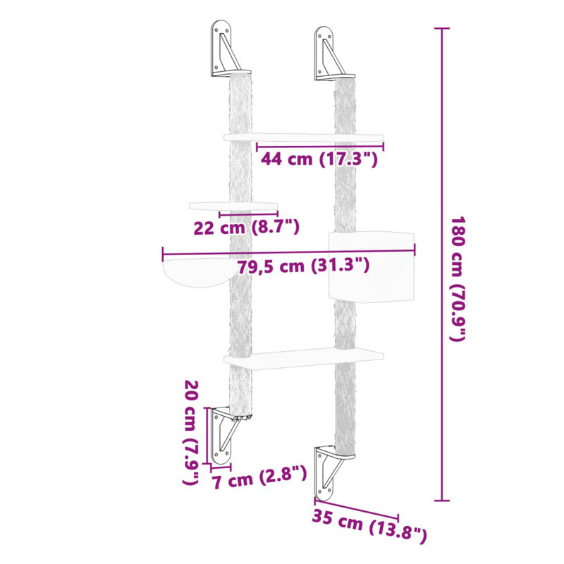 180cm H Cat Tree, Light Grey