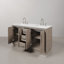 Meuble-lavabo de comptoir en marbre blanc de 60 po en chêne gris avec robinet Hunner-512595883-364708017