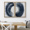 Noir et gris, peinture pastel, contour en spirale, formes abstraites, décoration murale minimaliste, 2 pièces