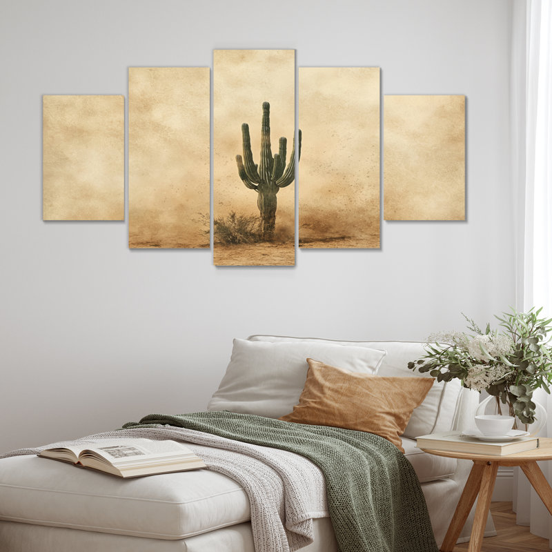Cactus tempête de sable III - décoration murale cactus floral - art mural traditionnel
