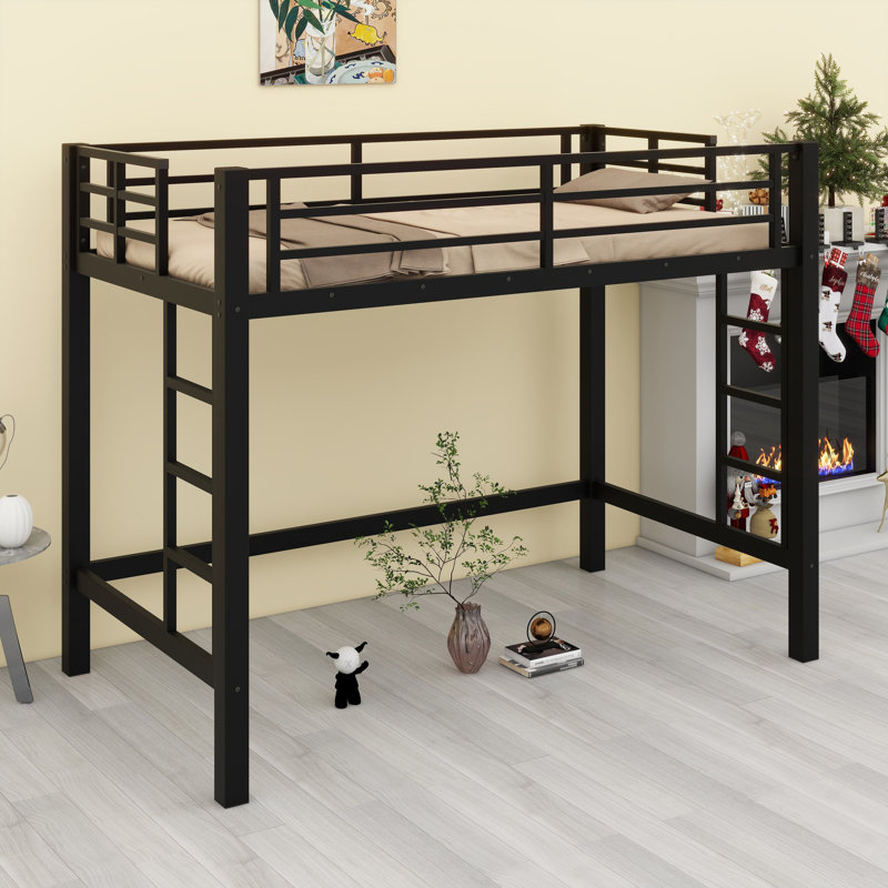 Loft Bed With Easy-Access Ladder And Full Safety Guardrails, Twin