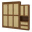 Lit escamotable double en bois avec rotin-2010905291