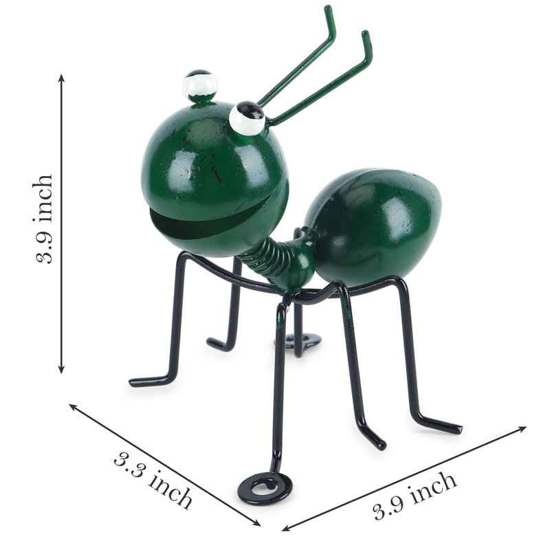Petites fourmis en métal, sculptures de jardin, statues suspendues, fourmis 3D, ornements d'art mural pour la maison, Vert