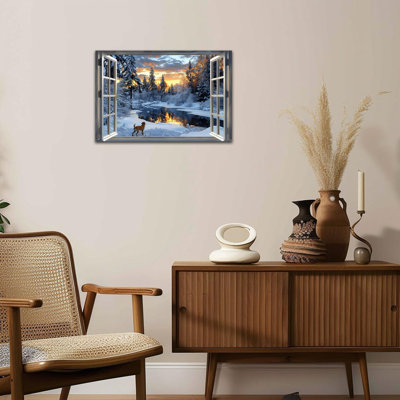 «Winter Wonderland», art mural encadré, scène d'hiver, décoration murale, peinture sur toile avec paysage de neige pour la maison, reproduction sur toile, 24 po x 36 po
