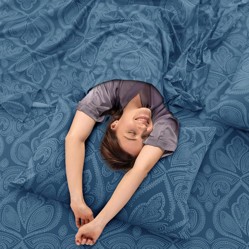 Ensemble de draps légers en microfibre de luxe ultra doux et infroissable avec poches profondes, Marine cachemire