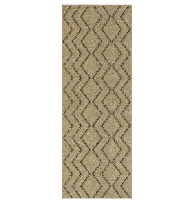 Jute And Black Indoor/Outdoor Area Rug (5' 3" X 7' 3"), Rectangle 5'3" x 7'3"