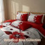 Ensemble de housse de couette 5 pièces à motif floral rouge pour lit California King, avec taies d'oreiller et housses de coussin décoratives-129451024