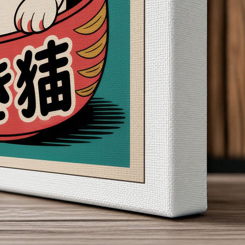 Beckoning Fortune Japandi - Wrapped Canvas, 30x20 - 76.2 x 50.8 cm, White Border