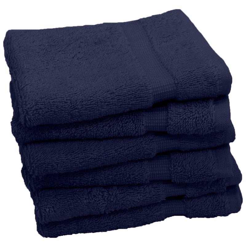Ensemble de 6 serviettes en coton Wellston, Bleu marine