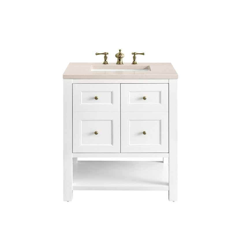 Breckenridge 30'' W Single Vanity, Charcoal Soapstone, Bright White, 8" Widespread