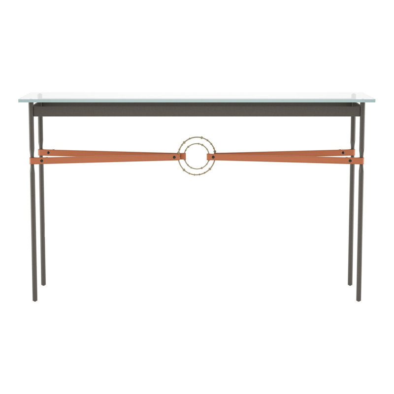 Console Equus, Fumée foncée, Cuir noir, Or doux