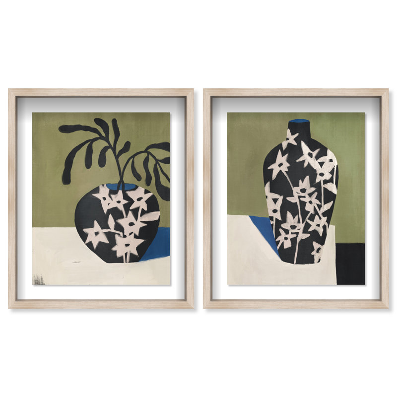 Noir Vase Set Set by Oliver Gal, 63"H x 51"W, Natural Oak Shadowbox